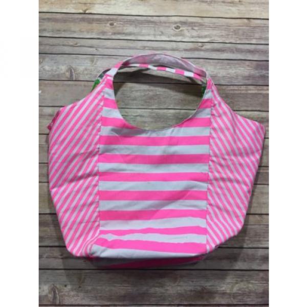 Victoria&#039;s Secret Pink White Stripe Oversized Tote Bag Beach Bag Floral Lined #3 image