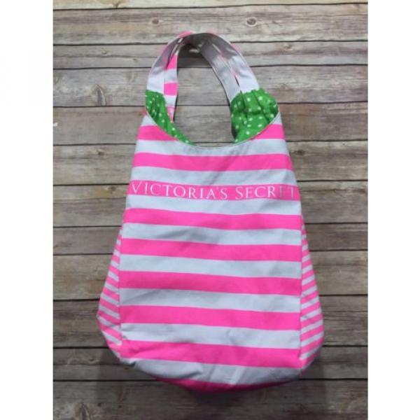 Victoria&#039;s Secret Pink White Stripe Oversized Tote Bag Beach Bag Floral Lined #4 image