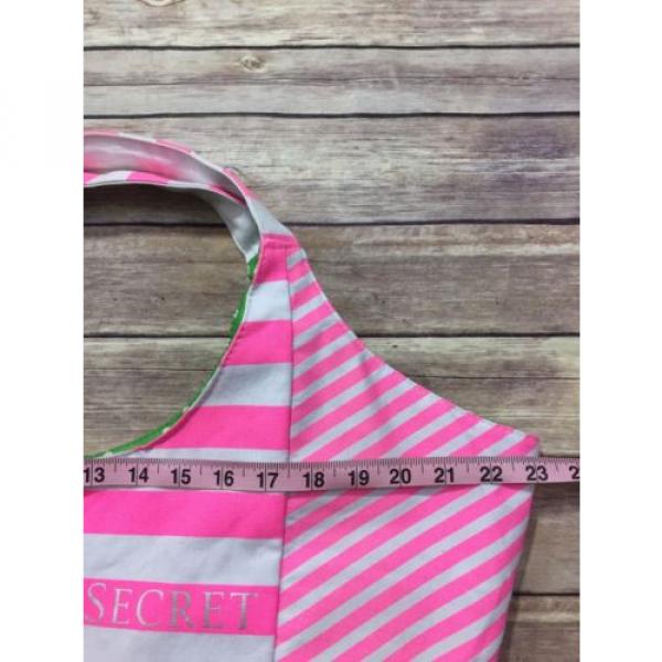 Victoria&#039;s Secret Pink White Stripe Oversized Tote Bag Beach Bag Floral Lined #5 image