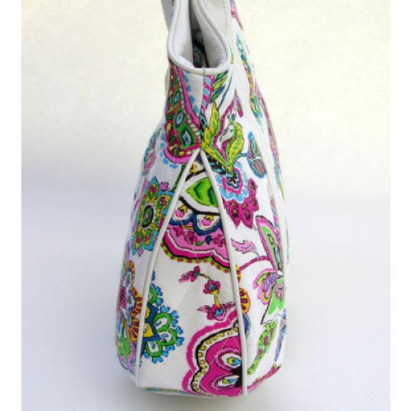 Vera Bradley Purse Bag Pretty Tote Palm Beach Gardens White Pink Green NWT #3 image