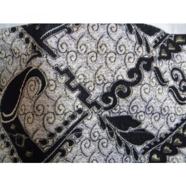 Floral Print Canvas Beach Bag / Purse/Handbag in Beige Black Gold Zip Top #2 image