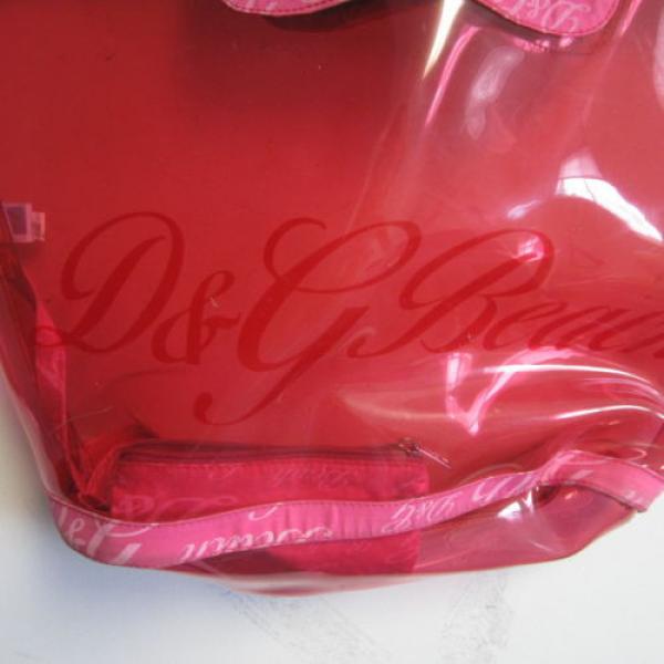 DOLCE &amp; GABBANA D&amp;G PINK PLASTIC LOGO BEACH TOTE  BAG W/ COTTON LOGO POUCH CUTE! #2 image