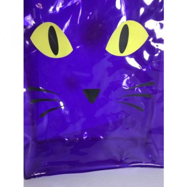 Purple Vinyl Cat Eyes Tote Bag Plastic Kitten Kitty Large Beach Shopper Unique #2 image