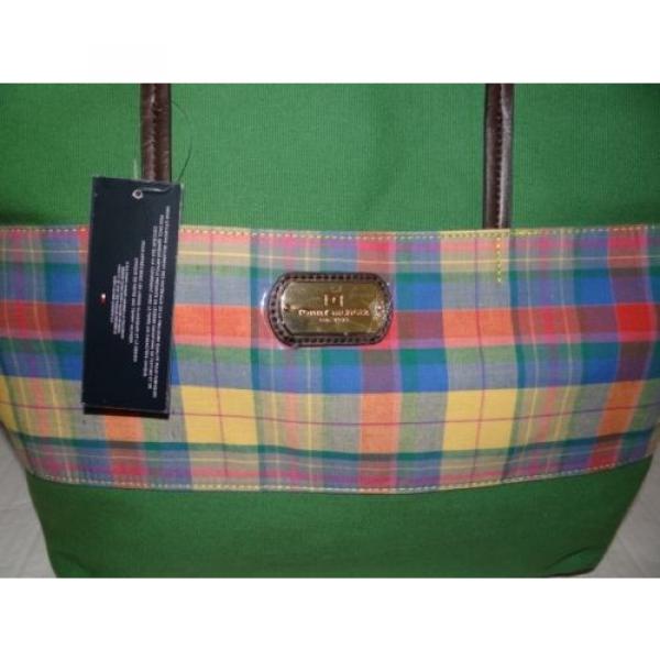 Tommy Hilfiger Womens Lg Greenn Plaid Tote Shoulder Handbag Purse Beachbag SALE #4 image