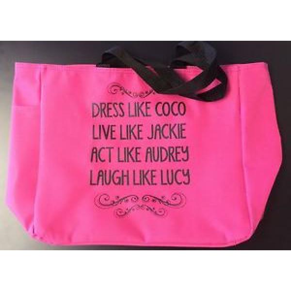 New Pink Canvas Tote Beach Bag Black Jackie Coco Audrey Lucille #1 image