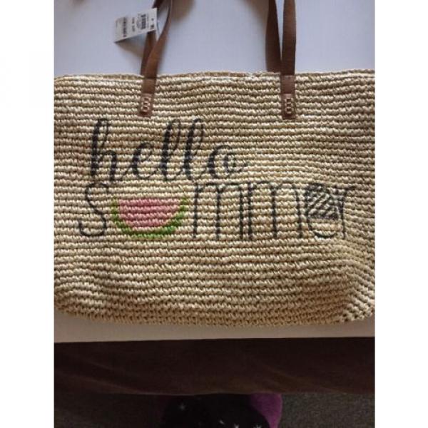 Style &amp; Co. Straw Beach Shoulder Bag Purse Tote HELLO SUMMER CUTE #1 image