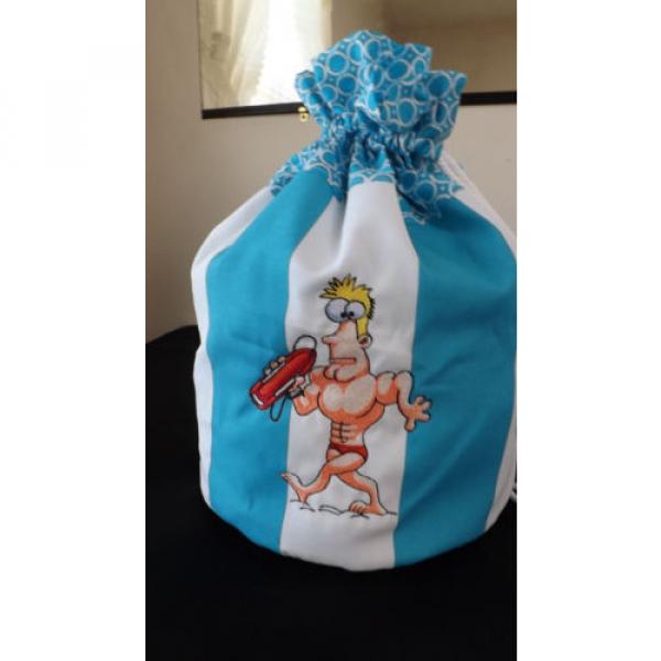 BEACH TOTE BAG HANDMADE &amp; EMBROIDERED LINED 2  CUTE CHARACTERS #4 image