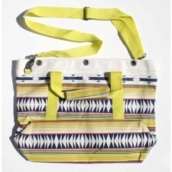 RVCA OAKUM TOTE Womens Cotton Canvas Beach Travel Shopping Bag Yellow Blue NEW #2 image