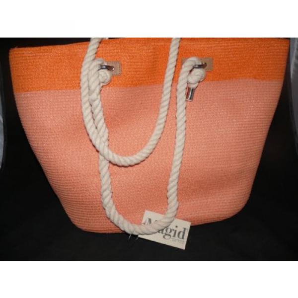 Magid Two Tone Large Rope Tote Coral/Combo Orange Beach Bag Farmer&#039;s Market #1 image