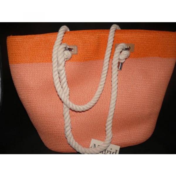 Magid Two Tone Large Rope Tote Coral/Combo Orange Beach Bag Farmer&#039;s Market #2 image