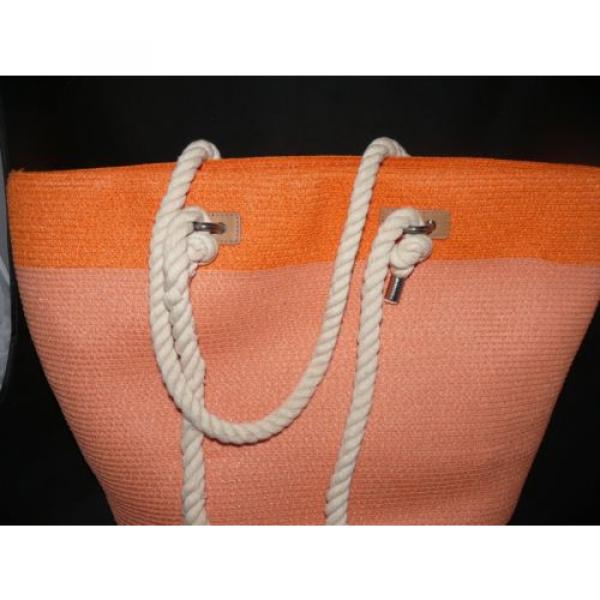 Magid Two Tone Large Rope Tote Coral/Combo Orange Beach Bag Farmer&#039;s Market #5 image