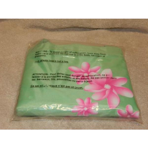 Yves Rocher Bright Green Beach Tote Bag w/ Pink Flowers NEW beach groceries #2 image