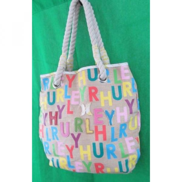 HURLEY Multi-Color HURLEY Print Tote Bag Accessory Cotton Rope Handles Beach Bag #1 image