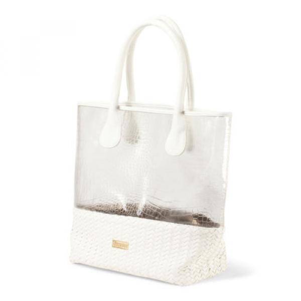 Deux Lux  Handbag Mykonos Clear Tote/Beach Bag in White or Coral-NWT-RP: $145 #1 image