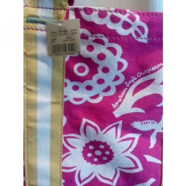 NWT American Eagle Outfitters Pink Yellow floral Canvas Tote Beach Book Bag New #3 image