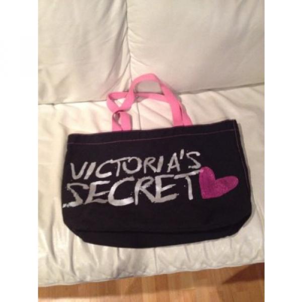 Victorias Secret Bling Large Black Tote Beach Shopping Travel Bag #1 image