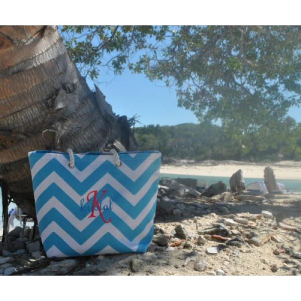 Monogrammed Personalized Tote Bag Beach, Bridesmaid Tote Bag -5 Chevron styles #2 image