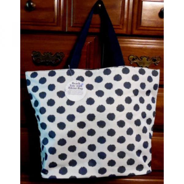 NWT Tri-Coastal Design Beach Tote w/Bikini Bag DIY Dots Beach Bag #1 image