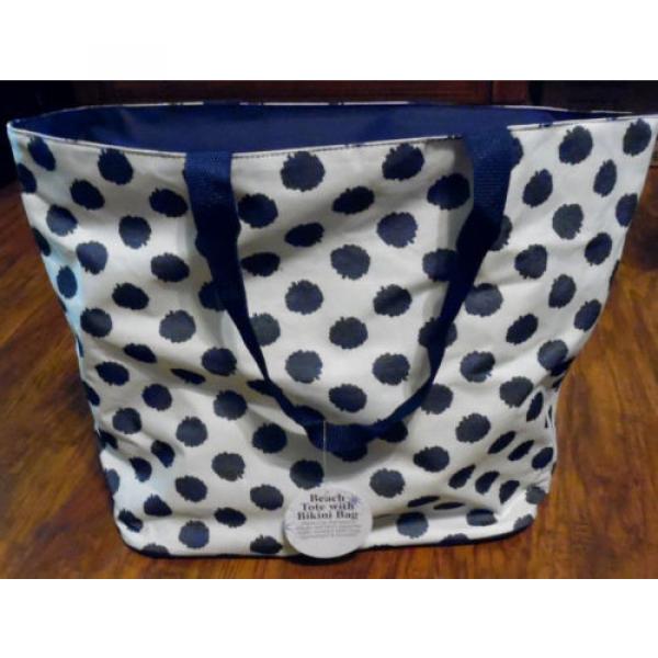 NWT Tri-Coastal Design Beach Tote w/Bikini Bag DIY Dots Beach Bag #3 image