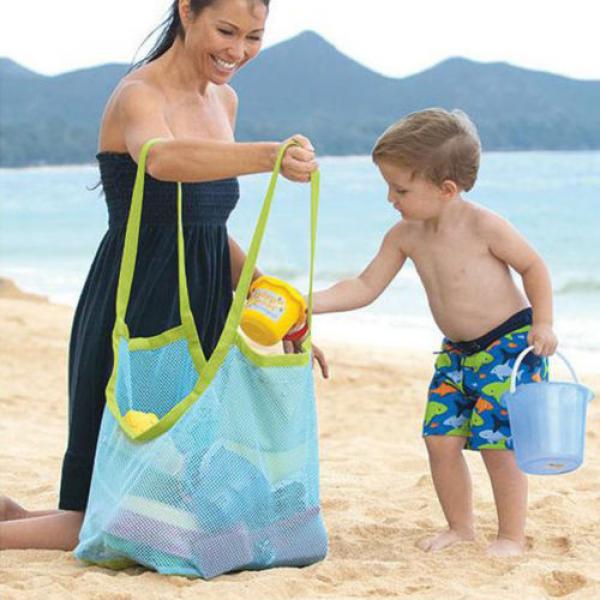 Portable Sand Away Carry All Kids Toys Mesh Tote Large Beach Storage Bag Net New #3 image