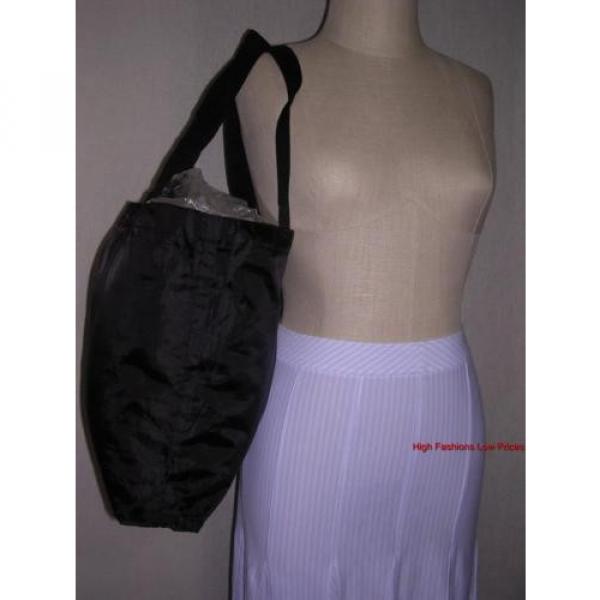 TOMMY HILFIGER Signature Tote Large Shopping Beach Bag Foldable Black Nylon LOGO #2 image