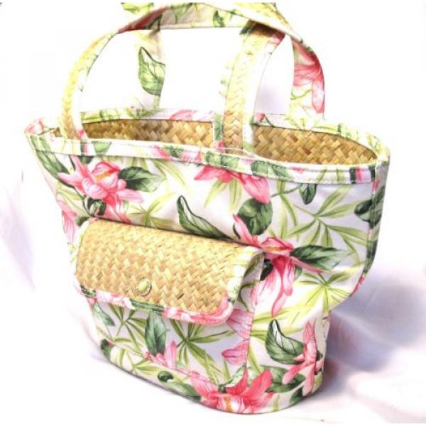 HAVANA JACK&#039;S CAFE Canvas &amp; Straw Floral Beach TOTE BAG Tropical Breeze Wear #2 image