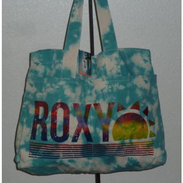 Roxy Canvas ExLarge Beach Bookbag Blue Shoulder Bag Tote 20&#034; L 16&#034; H 5 Depth #1 image