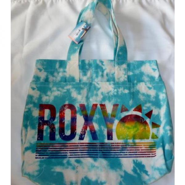 Roxy Canvas ExLarge Beach Bookbag Blue Shoulder Bag Tote 20&#034; L 16&#034; H 5 Depth #4 image