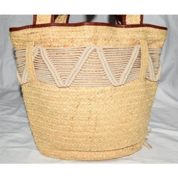 Ralph Lauren Polo Natural Straw Leather w/ Rope Tassel Beach Shoulder Tote Bag #3 image