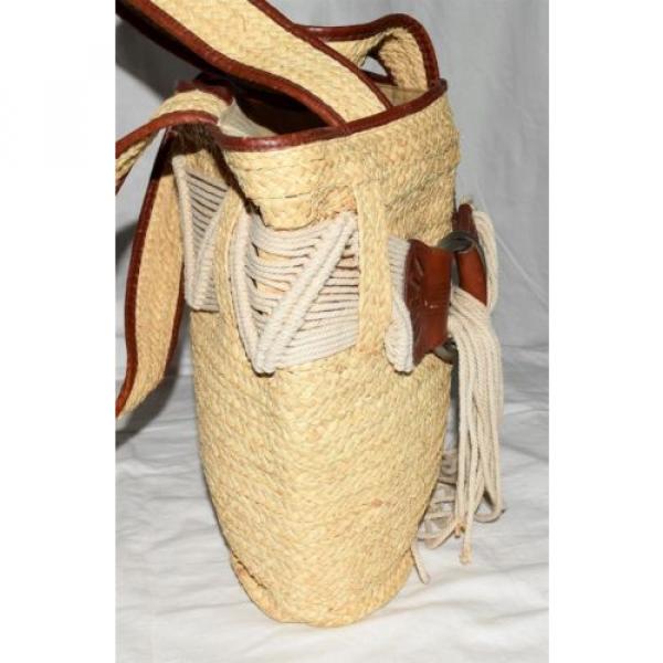 Ralph Lauren Polo Natural Straw Leather w/ Rope Tassel Beach Shoulder Tote Bag #4 image