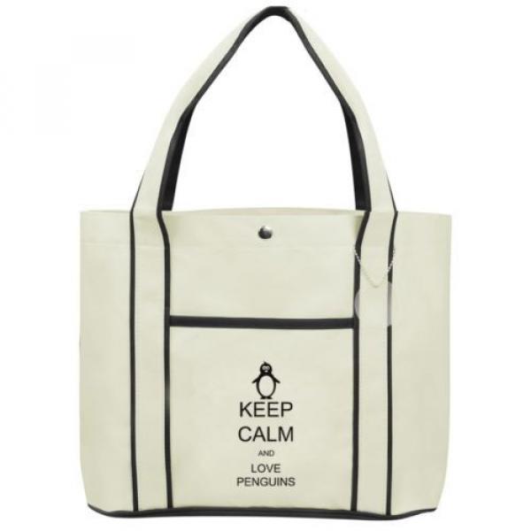 Keep Calm and Love Penguins Fashion Tote Bag Shopping Beach Purse #3 image