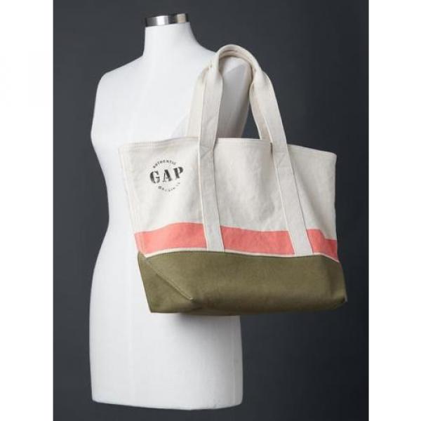 NEW GAP Logo Cotton Canvas Red Striped Beach Pool Shopping Tote Utility Bag 2016 #3 image