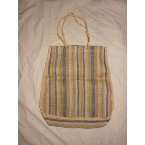 J CREW Stripe Woven Jute Tote Handbag Pocketbook Bag Beach Bag #1 image