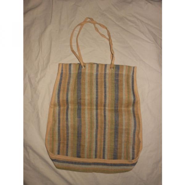 J CREW Stripe Woven Jute Tote Handbag Pocketbook Bag Beach Bag #3 image