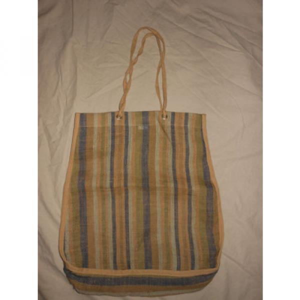 J CREW Stripe Woven Jute Tote Handbag Pocketbook Bag Beach Bag #5 image