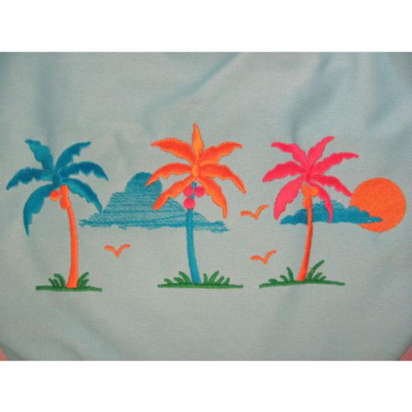 NWT Stowaway Pretty Blue Zippered Beach Purse Bag Tote Tropical Palm Sun SH252 #3 image