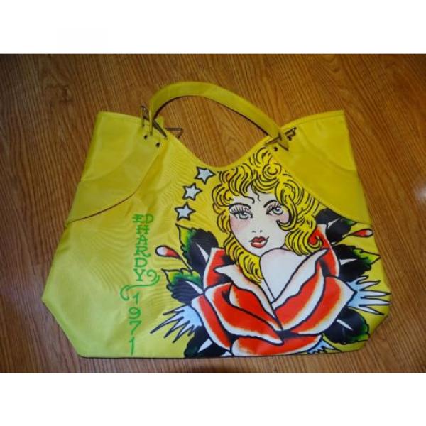 Ed Hardy Veronica Yellow Tote Bag Shopper Beach Bag #1 image