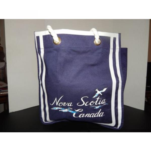 Vintage Nova Scotia Canada Tourist Shopper Tote Beach Bag Blue Souvenir Travel #3 image