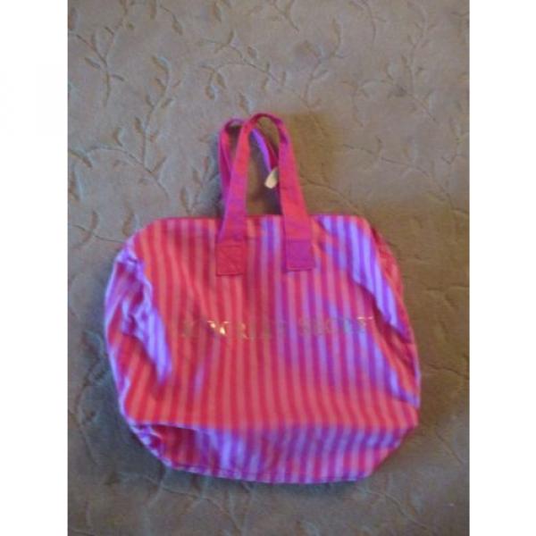 PRETTY VICTORIA&#039;S SECRET PINK STRIPE LARG CANVAS BEACH BAG LQQK! #1 image