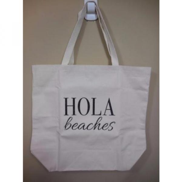 New &#034;HOLA BEACHES&#034; glitter letters canvas BEACH BAG #1 image