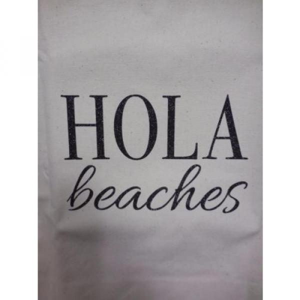 New &#034;HOLA BEACHES&#034; glitter letters canvas BEACH BAG #2 image