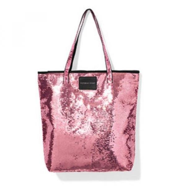 Pink Sequin Sparkle Glam Beach Tote Shopping Bag Victoria&#039;s Secret New 2016 15&#034; #2 image