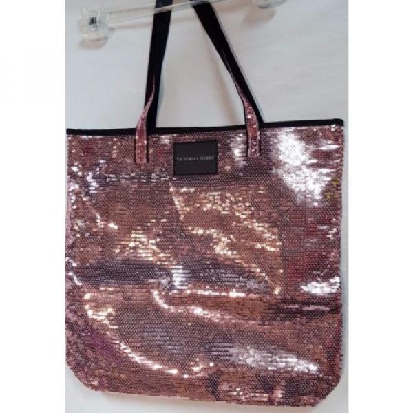 Pink Sequin Sparkle Glam Beach Tote Shopping Bag Victoria&#039;s Secret New 2016 15&#034; #3 image