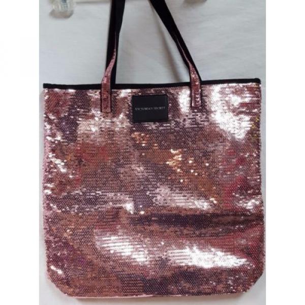 Pink Sequin Sparkle Glam Beach Tote Shopping Bag Victoria&#039;s Secret New 2016 15&#034; #4 image