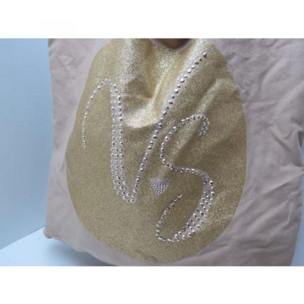 Victorias Secret Beach Tote Bag Tan Color Gold Bling Sparkle Reg$68 #2 image