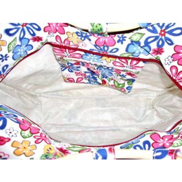 LQQK Unique MOKA Flowers &amp; Butterflies Canvas Beach Tote Shopping Bag White #5 image