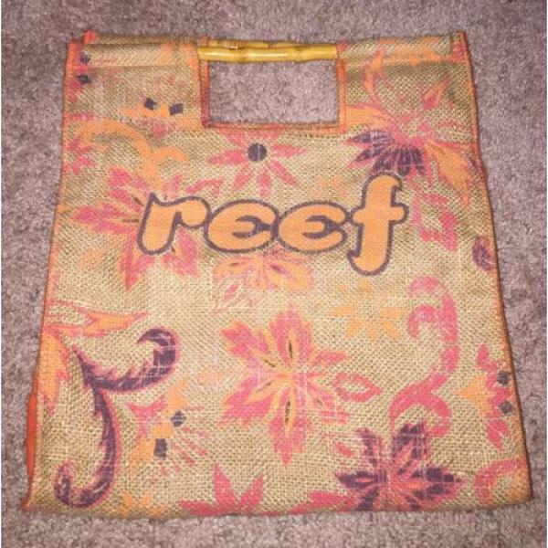 Reef Orange Woven Bamboo Beach Bag Shopper Book Tote Women&#039;s Purse Medium Floral #1 image