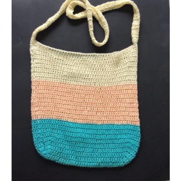 Handmade TOTE bag crochet beach shopping market handbag cotton NEW pastel #4 image