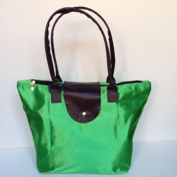 Nylon Zipper Tote Beach Travel Carry On Bag Pliage Style Small Green #1 image