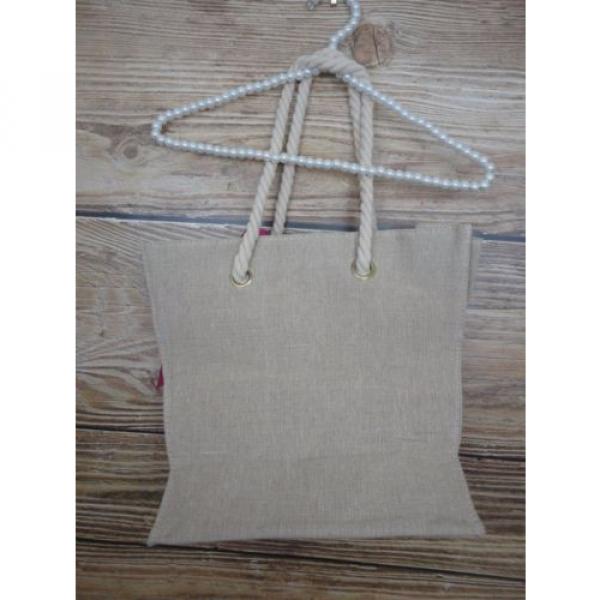 New Home Accents Burlap Tote Bag &#034;Bikini Babe&#034; Summer Beach Swim Retail $40 NWT #3 image